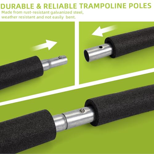 Universal Trampoline Poles Replacement Net Pole for Trampoline Leg Max 1.5" - style: 6 Sets Trampoline Poles