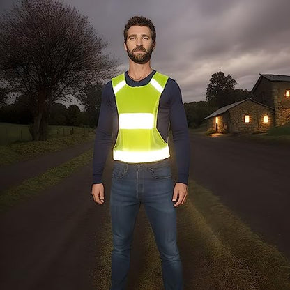 Reflective Running Safety Vest, Hi Vis Biking Walking Gear Men Women - color: Neon Yellow, size: X-Large