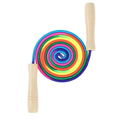 Jump Rope for Kids, Children Adjustable Cotton Skipping Rope with Wooden Handle for Boys Girls Fitness Outdoor Activity - color: Rainbow x2