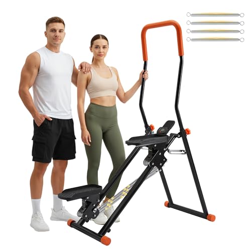 Steppers for Exercise at Home, 2.0 Step Machine 3-Level Adjustable Resistance, Stair Climber for Full Body Workout with Extra-Large Non-Slip Pedals, Holds Up to 300 lbs, Ideal for Women Men - color: Black
