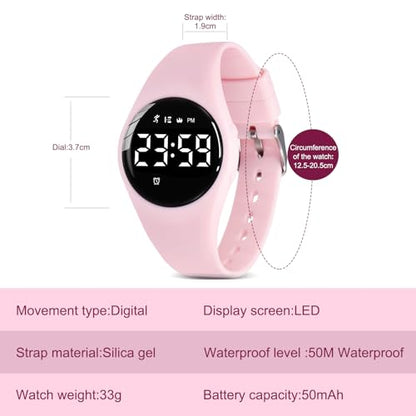 Kids Watches for Girls Boys Digital Sport Watch with Step Counter Pedometer Vibration Alarm Clock, No App Waterproof Fitness Tracker Kids Watch Boys Girls Teens Students Ages 5-16 - color: 102-F-Pink