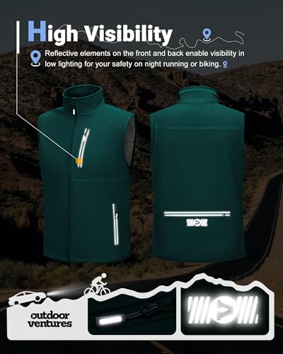 Outdoor Ventures Men's Running Golf Vest Outerwear Lightweight Windproof - color: Dark Green, size: XX-Large