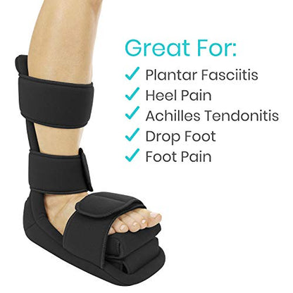 Vive Plantar Fasciitis Night Splint Plus Trigger Point Stretch Wedges - color: Black, size: Large