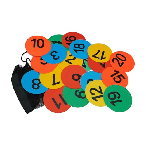 4 inch Mini Floor Spot Markers, Set of 20 Numbered (10 cm) - Non-Slip TPE Carpet Spot Markers for Classroom, Preschool, Kindergarten & Sports Agility Training (Multicolor, Number 1-20) - color: Multicolor number 1-20