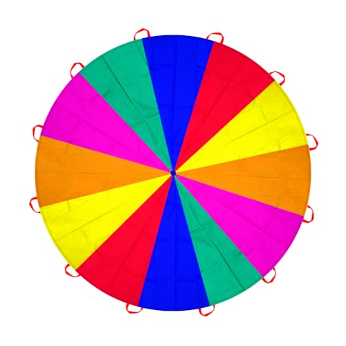 6.5ft/10ft/12ft/13ft/16.4ft/20ft Rainbow Parachute for Outdoor Party Games, Kids Play Parachute Group Cooperative Team Game Toys, Family Get-Together Entertainment - color: 20ft