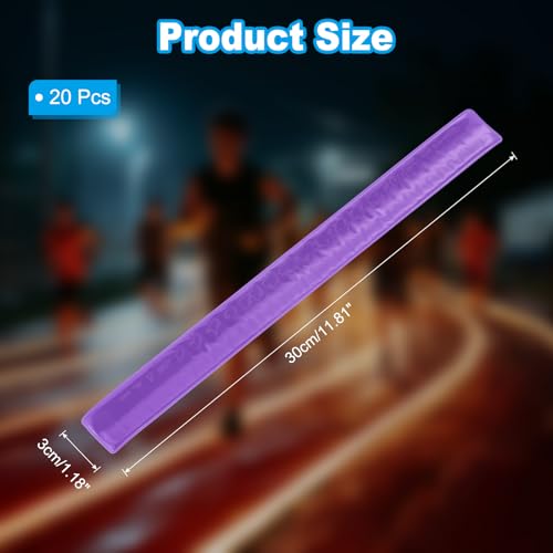 PATIKIL Reflective Slap Bands, Reflector Band Snap Bracelet Armbands High Visibility Safety Reflectors Wrist Strap Strips for Night Jogging Cycling Running Hiking - color: Purple