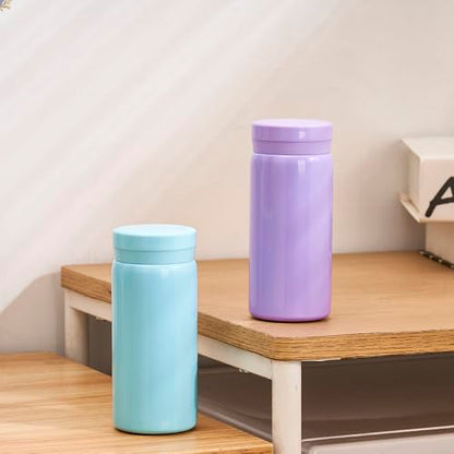 Mini Thermos Cute Water Bottle - 7 oz Tiny Insulated Vacuum 18/10 Stainless Steel Small Flask - Leak Proof & Spill Proof & Keeps Cold and Hot for Drink, Coffee, Tea - Purple - color: Purple, size: 6.8 Ounces