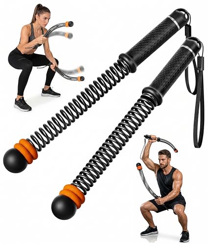 2-Piece Weighted Ropeless Battle Ropes, Adjustable Cordless Battle Ropes Sticks for Home Gym, Portable No-Anchor HIIT Cardio Strength Workout Equipment for Men and Women