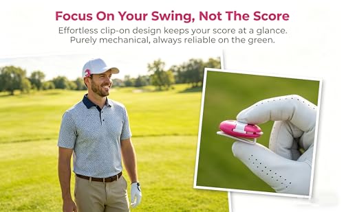 Golf Stroke Counter 1.2 Inch with Touch Reset - color: pink-black