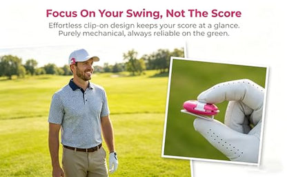 Golf Stroke Counter 1.2 Inch with Touch Reset - color: pink-black