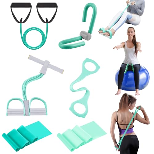 Women Fitness Exercise Equipment Trainer Set Pedal Resistance Band - color: Green