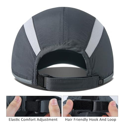 GADIEMKENSD Reflective Folding Outdoor Hat Unstructured Design UPF 50+ Sun Protection Sport Hats for Womens and Mens - color: Dark Grey