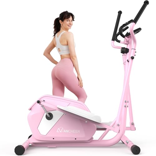 ANCHEER Elliptical Machine for Home,Hyper-Quiet Magnetic Elliptical Trainer - color: Light Pink