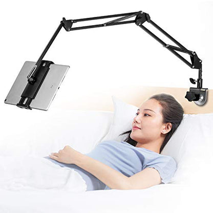 Tablet Stand Adjustable,Foldable Arm Stand for Bed,Aluminum Universal Flexible Tablet Holder with 360 Degree Rotation Compatible with iPad/iPhoneX/iPad Pro/N-Switch,or Other 4.5~12.9 Inches Devices