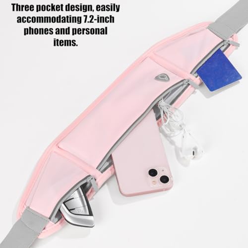 Slim Running Belt for Men & Women, Ultra Lightweight Waist Pack with Earphone Hole, Reflective Jogging Belt for Phone & Keys (Grey) - color: Grey