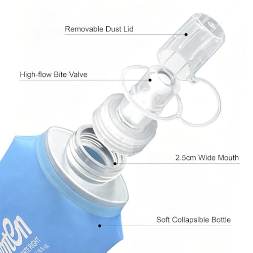Soft Flask 480ml TPU BPA-Free Soft Water Bottle Leak-Proof Collapsiblefor Hydration Pack Running Vest Marathon Hiking Cycling (Green) - color: 480ml Green