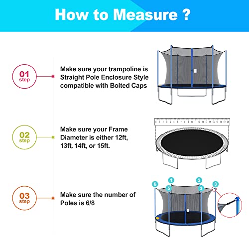 SPORTYOUTH Replacement Trampoline Net Fit Round Trampoline Straight Pole - size: 12 feet - 6 Poles