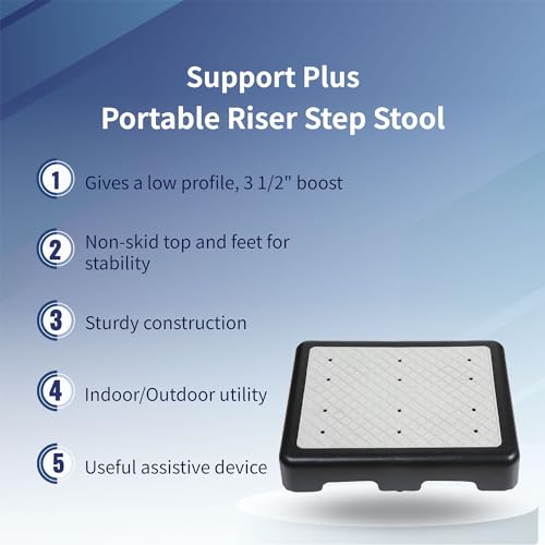 SUPPORT PLUS Riser Step Stool - 3 1/2"H Safety Half Step Platform, Indoor Outdoor Assistive Devices for Elderly