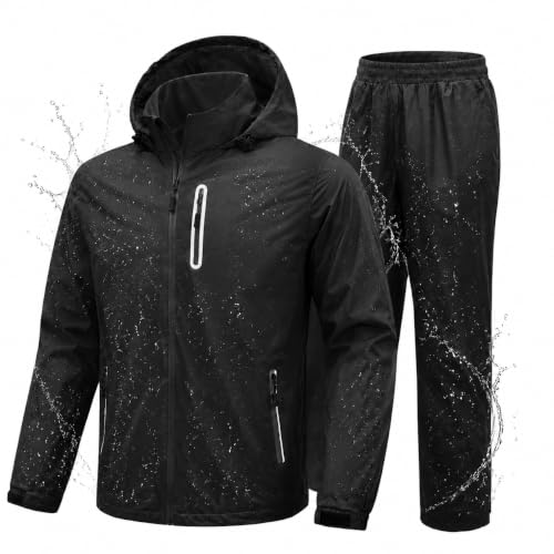 Men Women Rain Suits Waterproof Rain Gear Jacket and Pants for Golf Fishing - color: Black, size: Medium