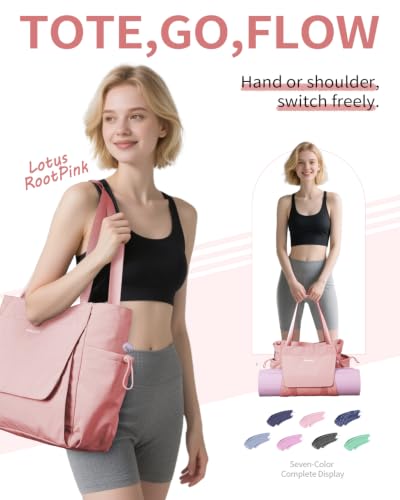 sportsnew Yoga Mat Bag Waterproof Tote Gym Bag Mat Carrier W/Wet Pocket - color: Lotus Root Pink