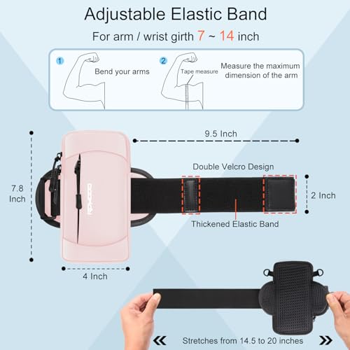 Arm Phone Holder for Running, Crossbody Bag 2-in-1, 7.5 Inch Pink - color: 07-Pink + Black Strap