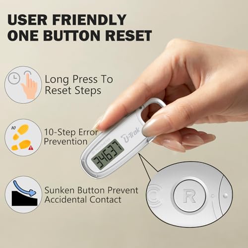 3D Pedometer for Walking with Removable Clip and Carabiner Simple Step Counter for Walking Accurate Clip On Step Tracker for Men Women Kids - color: White