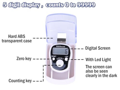 8PCS Electronic Finger Counter, LED Electronic Handheld Tally Counter, 5-Digit Counters Clicker with Box, Lap Track Handheld Counter, for Golf Sports Fitness Exercise Warehouse (White, Black)