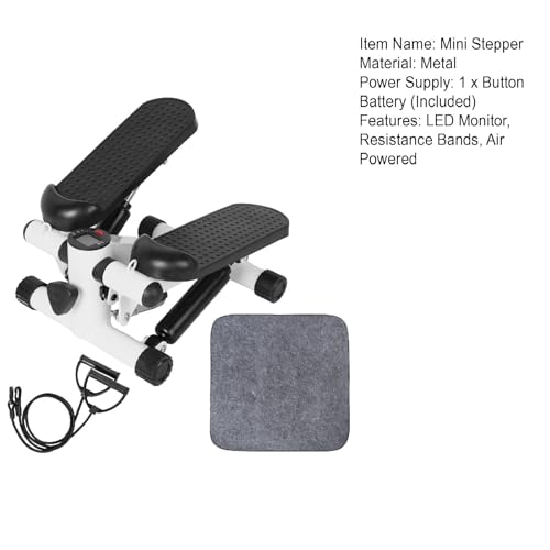 Steppers for Exercise at Home，Adjustable Resistance Mini Stepper with Resistance Bands Upgraded Air Powered Stair Steppers with Weight Loading Super Quiet Hydraulic Fitness Stepper with LE