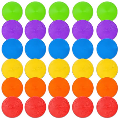 Poly Spot Markers 4 inch/9 inch Non-Slip Rubber Agility Training Markers Floor Dots Flat Field Cones for Football, Soccer, Basketball, School Exercise Drills, Dance Practice - color: 6 Colors, size: 4.73 inch