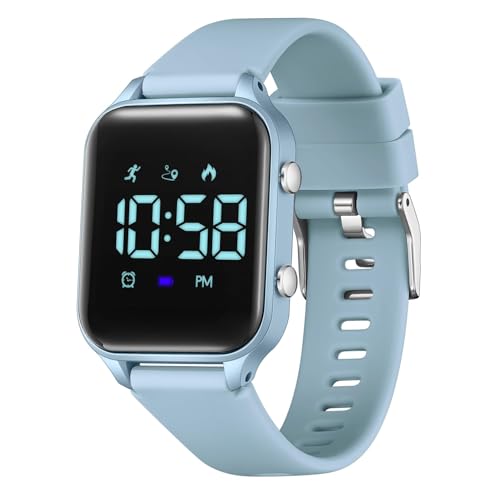Kids Digital Watches for Boys Girls, Sports Watch with Fitness Tracker, Pedometer, Alarm Clocks, Stopwatch, No App Needed Waterproof Kids Watch, Gift for Teens Student Girls Boys Ages 5-14 - color: L6615E-RockBlue
