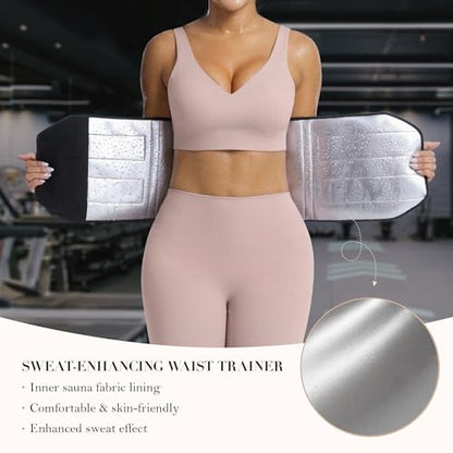 YIANNA Waist Trainer Sauna Sweat Waist Cincher Tummy Control Body Shaper - color: Rose, size: Medium