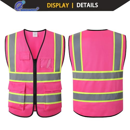 High Visibility Neon Safety Vest for Men Women,EK175,Pink,S - color: Hot Pink-ek175, size: Small