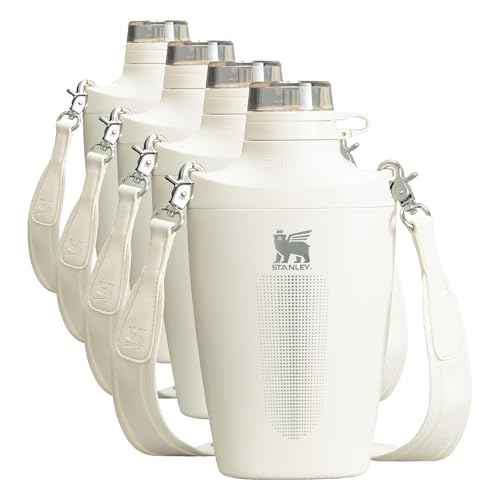 STANLEY Cross Bottle 23 oz, Travel Water Bottle with Jacquard Strap, Leakproof Tritan Lid with Removable Straw, Insulated Stainless Steel, BPA-Free, Cream (Pack of 4) - color: Cream, size: 23 Ounces (Pack of 4)