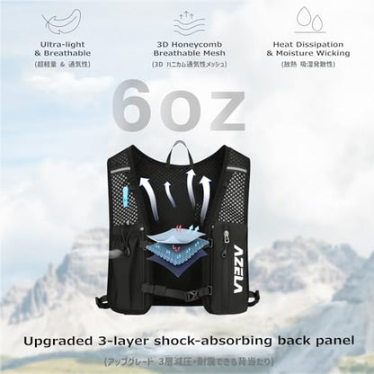 Azarxis Running Water Bottles Flask BPA Free Leakproof Hydration Vest Packs Waist Belt Replacement for Triathlon Marathon Hiking Cycling Climbing Runner - color: #2 Grey (7L) + 1.5L White Water Bladder