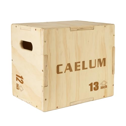 CAELUM 3-in-1 Wood Plyo Box, Non-Slip Plyometric Jump Box for Gym, Squats - color: wood, size: 16" x 13" x 12"