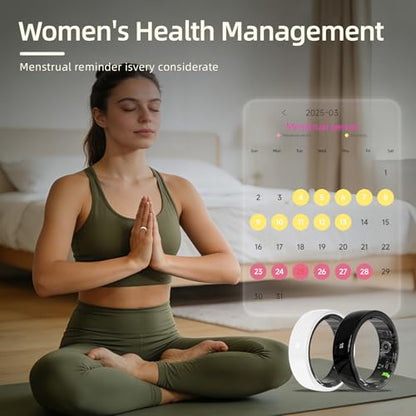 Smart Ring, Ceramics Fitness Tracker & Health Monitoring Ring with Heart Rate Sleep Tracking, Multi-Sport Activity Tracker, 5ATM Waterproof, iOS Android Compatible(White, 9) - size: 9