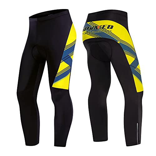 sponeed Men's Cycling Jersey Full Sleeve Riding Wear Long Sleeve T Shirts Pants - color: Fleece Yello Multi, size: Medium