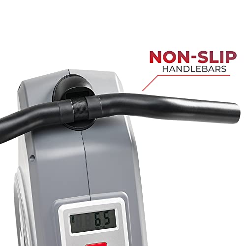 Sunny Health & Fitness Air Rowing Machine, Space-Saving Rower with Long Rail and Upright Storage for Home Gym, Full-Body Cardio Workout, Free SunnyFit Training App - color: Grey