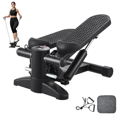 VEVOR Stair Stepper, Mini Stepper for Exercise at Home, Hydraulic Fitness Stepper with Resistance Bands, Full Body Workout Cardio Equipment, Stair Climber - style: Stair Stepper