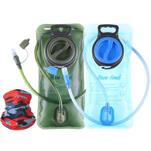 2 Pack Hydration Bladder 2 Liter/70 oz - 1.5L 2.5L 3L Water Bladder - BPA Free Hydration Pack Replacement - BPA Free Hydration Pack Replacement - color: 2 Pack(one Blue+one ArmyGreen ), size: 2 Liter