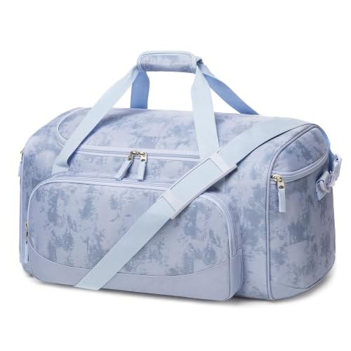 Uarition Gym Bag for Men & Women - 50L Duffle Bag for Travel, Blue Tie-Dye - color: Light Blue Tie-Dye