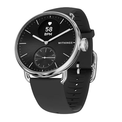 WITHINGS ScanWatch 2 - Hybrid Smart Watch, Heart Rate Monitoring, Fitness Tracker, Cycle Tracker, Sleep Monitoring, GPS Tracker, 30-Day Battery Life, Android & Apple Compatible, HSA/FSA - color: Black, style: Scanwatch 2 - 38mm