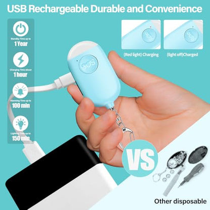 Hion Personal Safety Alarm for Women, 2 Pack Rechargeable 130dB Self Defense Alarm Keychain with LED Flashlight, Emergency Safe Sound Security for Children Elderly, Black+Blue - color: Black+Blue