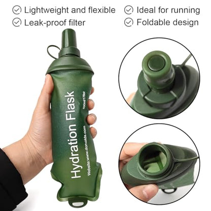 WILDREEDS 250ml Soft Flask, TPU Collapsible Soft Water Bottle for Hydration Pack, Running Vest, Folding Water Bottle for Hiking Cycling Climbing-2Pcs, Green - color: 2pcs, 250ml Green