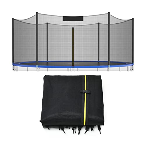 GYMAX Trampoline Net, Enclosure for 8 10 12 14 15 16Ft Round Trampolines - style: Outside Net 12FT 8Poles