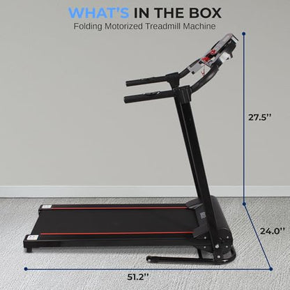 SereneLife Smart Digital Folding Exercise Machine - Electric Motorized Treadmill with Downloadable Sports App for Running & Walking - Pairs to Phones, Laptops, & Tablets via Bluetooth SLFTRD18.5