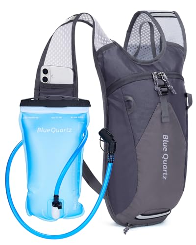 Blue Quartz Hydration Backpack with 2L Water Bladder, Hiking Water Pack with Insulated Compartment for Women Men, Lightweight Running Hydration Vest with Phone Pocket for Cycling, Biking - color: Gray