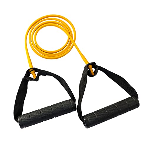 Body-Solid Tools Medium Resistance Tube Bands - Exercise Tubes for Workouts, Beachbody Fitness, Home Gym - Durable Resistance Tubing with Comfort Grip Handles - color: Yellow