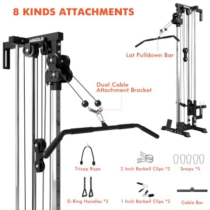 Mikolo Wall Mount Cable Station, Cable Crossover Machine with Dual Pulley System and 19/27 Adjustable Positions for Home Gym Fitness Equipment - color: BLACK, size: G3 Cable Machine