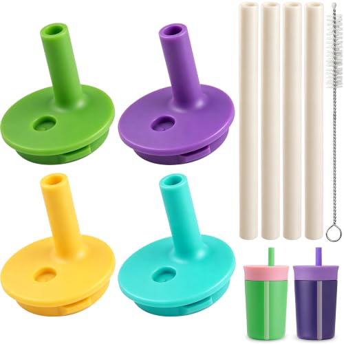 Replacement Silicone Bite Valve&Straws Parts for Owala Kids tumbler 12oz - color: Green Purple Yellow Blue